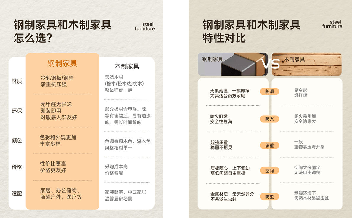钢制家具 vs 木制家具，一篇说清怎么选~
